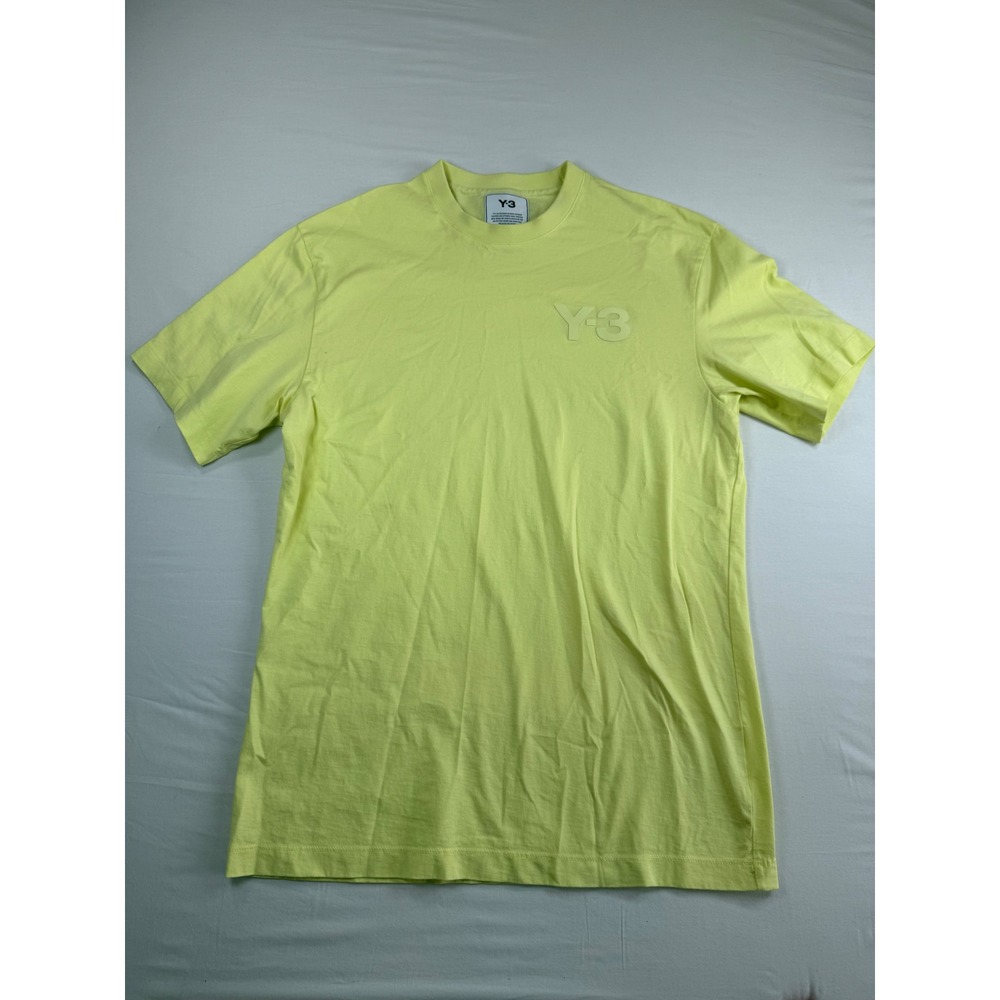Y-3 Yohji Yamamoto Adidas Mens Yellow Logo T-Shirt XS Lime Green